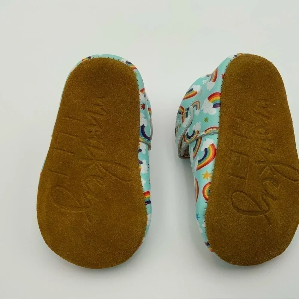 Monkey Feet Rainbow Leather T-Strap Baby Shoes 3M-6M Great Condition!